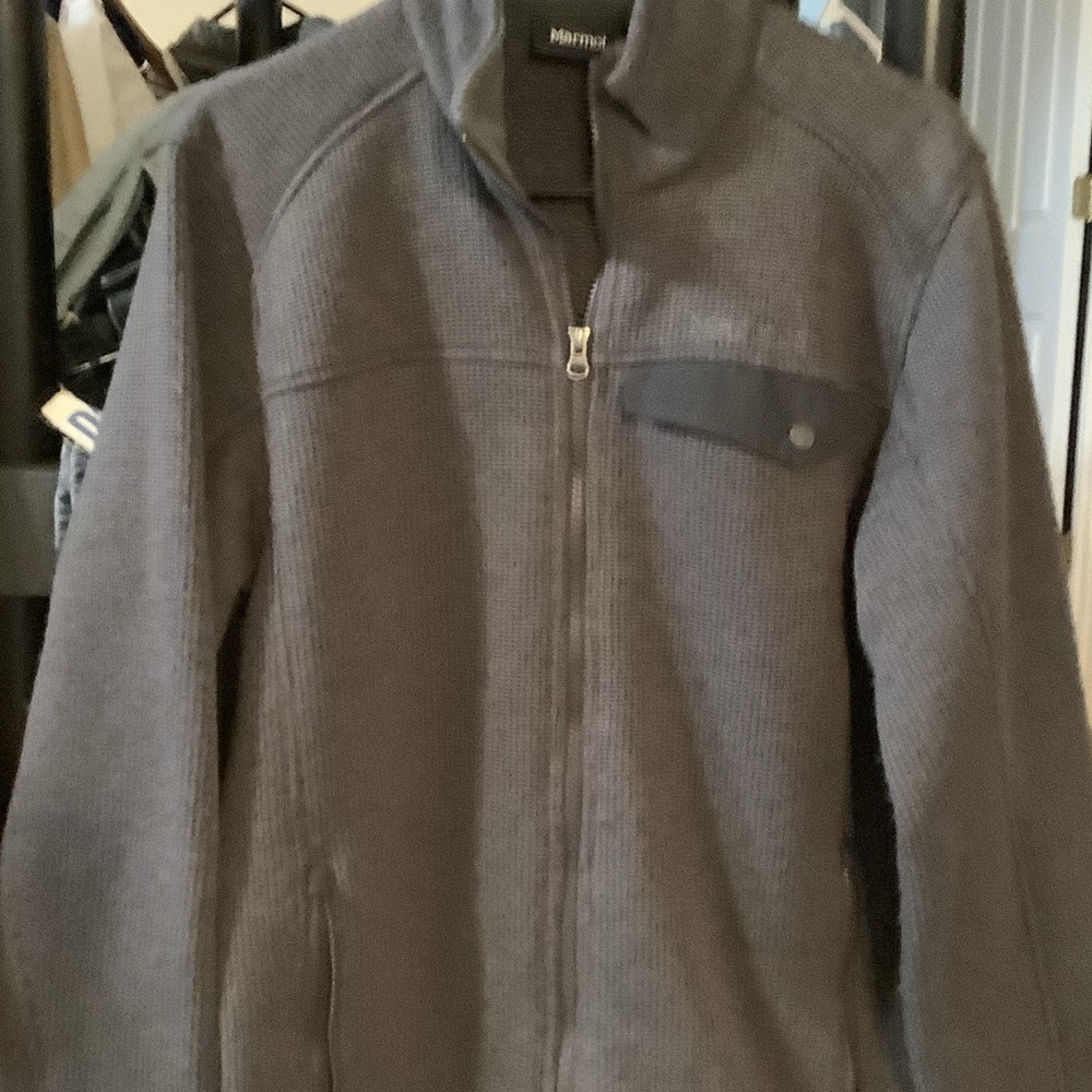 Marmot Gray Zip Up Sweater for Men,‎ 29% wool